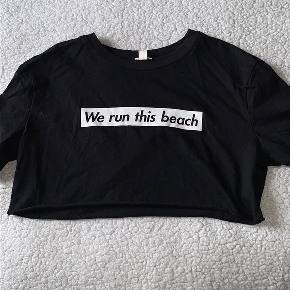 Garage Tops - Garage “We run this beach” cropped T-shirt Garage Tops - Garage “We run this beach” cropped T-shirt